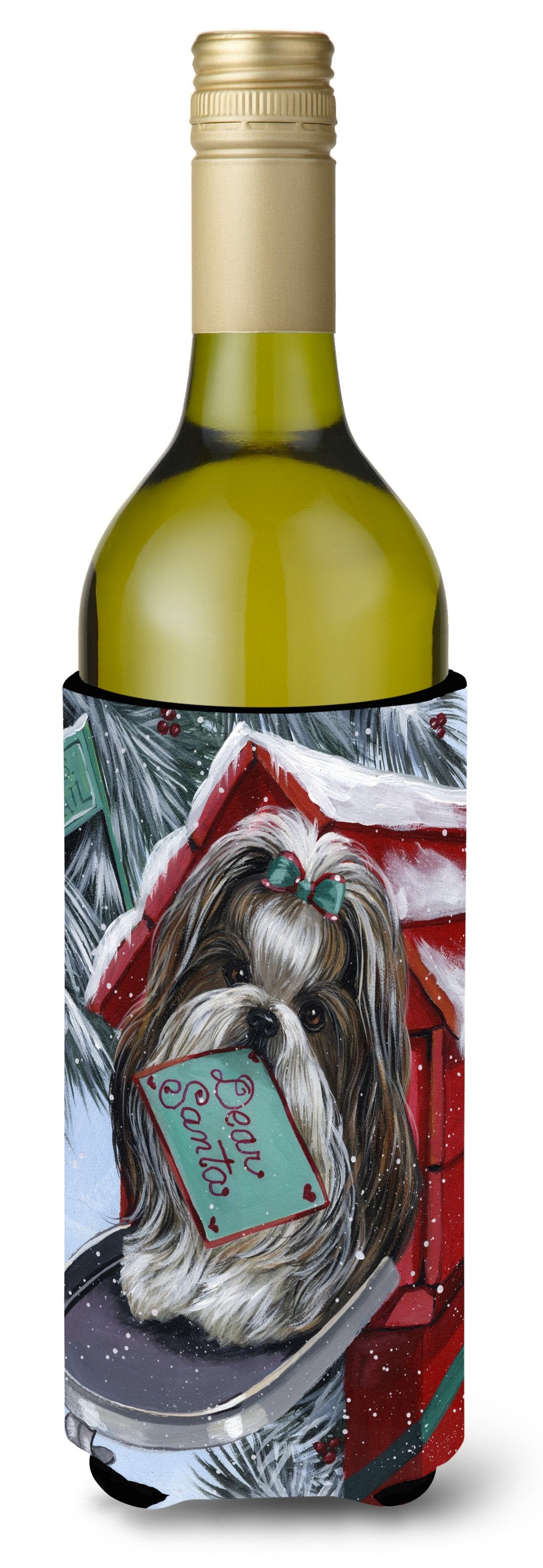 Shih Tzu Christmas Letter to Santa Wine Bottle Hugger PPP3189LITERK by Caroline&#39;s Treasures