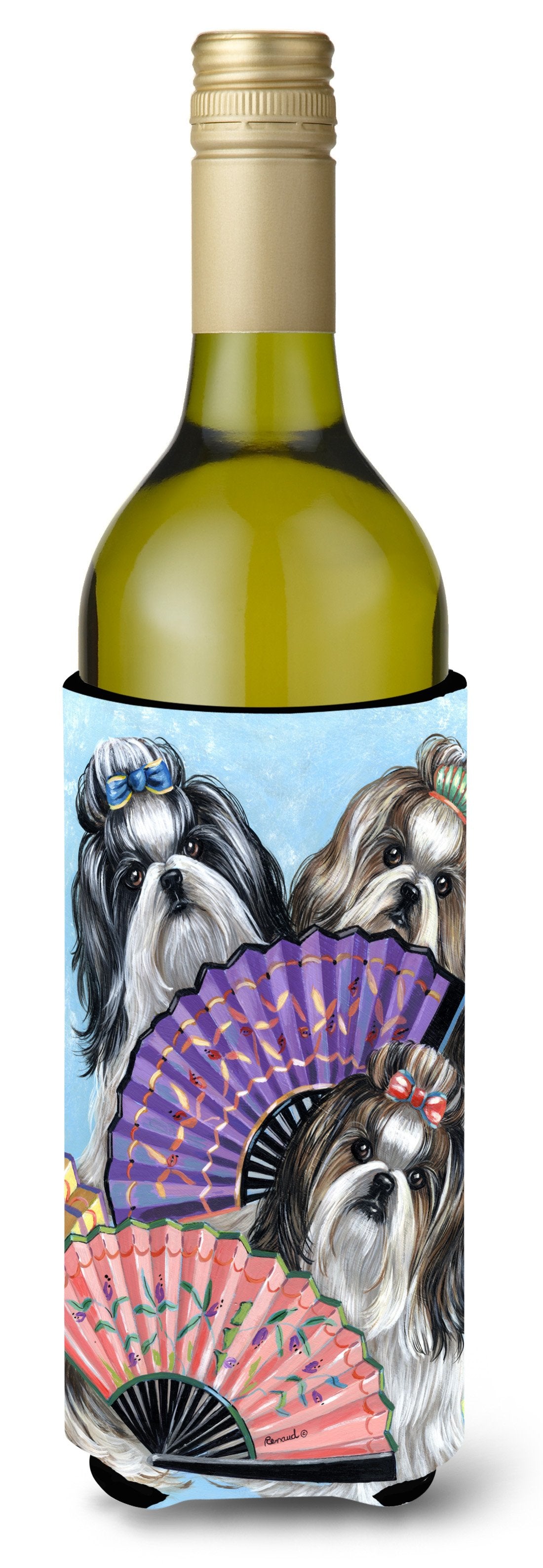 Shih Tzu Top Fans Wine Bottle Hugger PPP3190LITERK by Caroline&#39;s Treasures