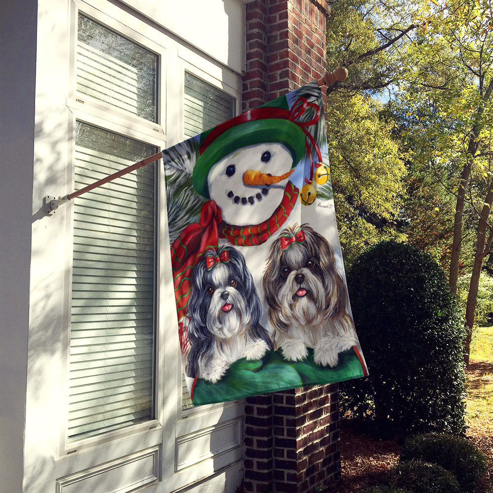 Shih Tzu Christmas Snowman Flag Canvas House Size PPP3191CHF  the-store.com.