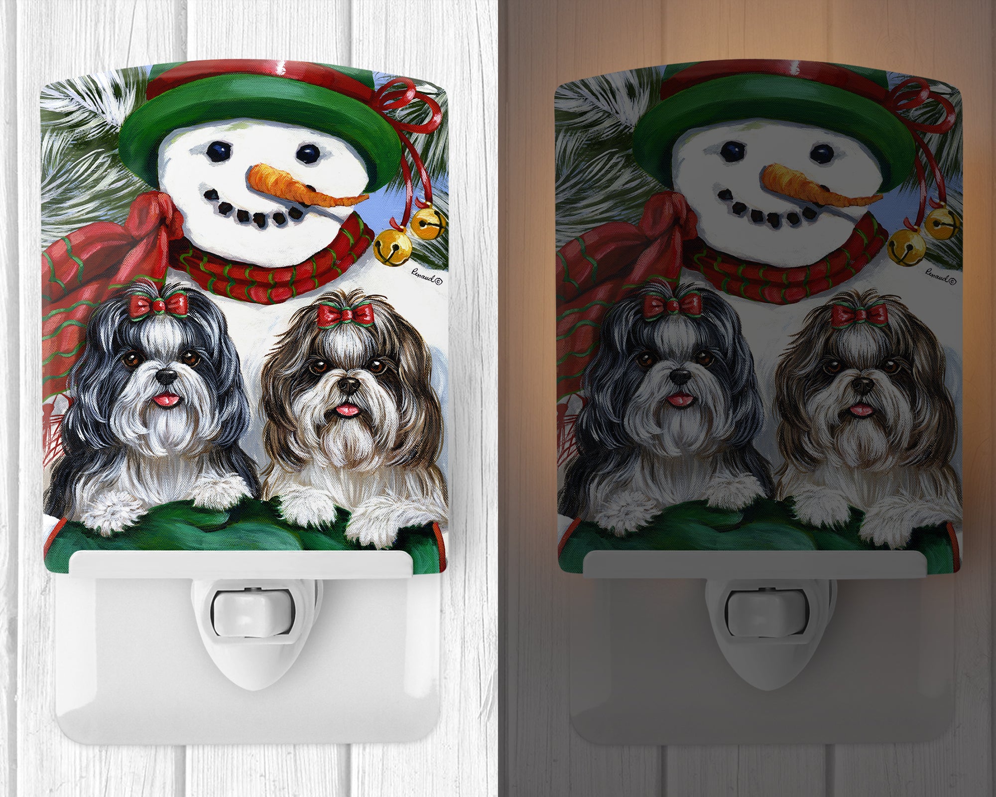 Shih Tzu Christmas Snowman Ceramic Night Light PPP3191CNL - the-store.com