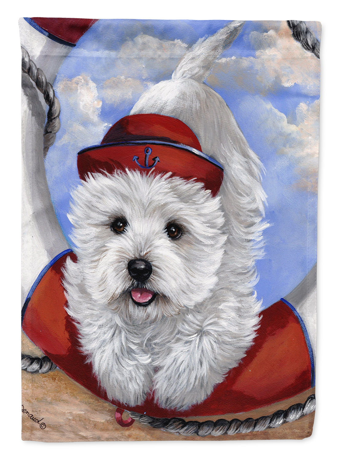 Westie Ahoy Sailor Flag Canvas House Size PPP3197CHF  the-store.com.