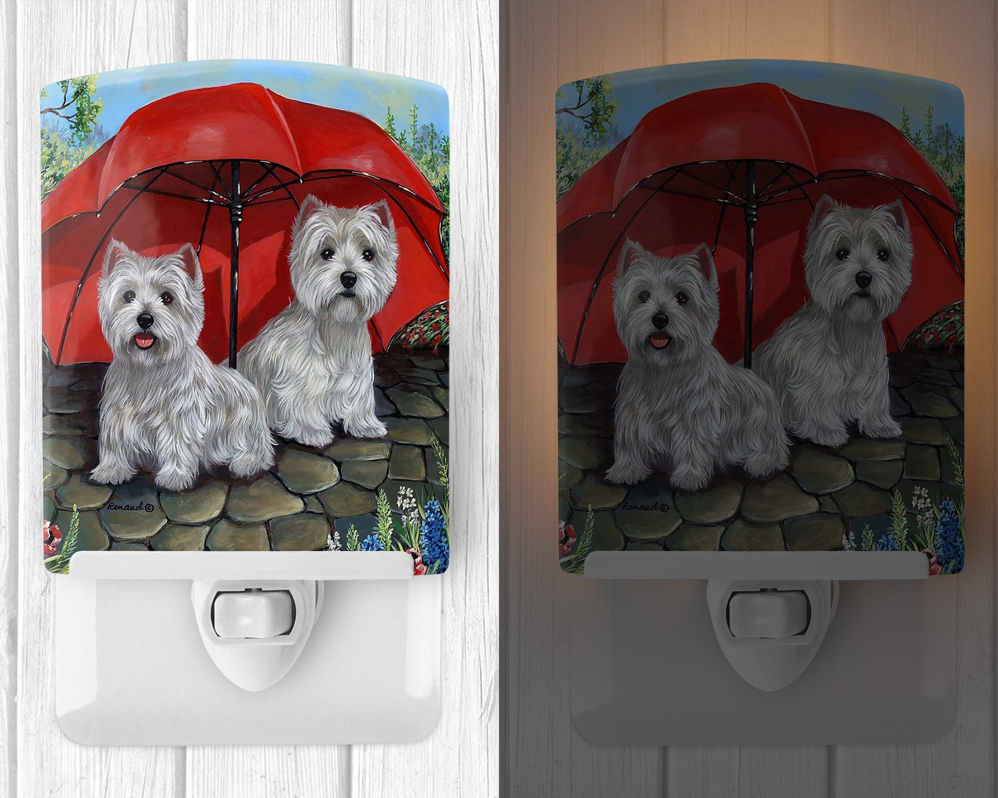 Westie April Showers Ceramic Night Light PPP3198CNL - the-store.com