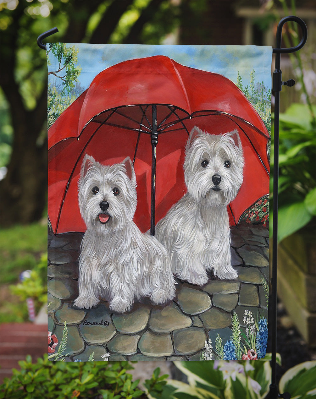 Westie April Showers Flag Garden Size PPP3198GF  the-store.com.