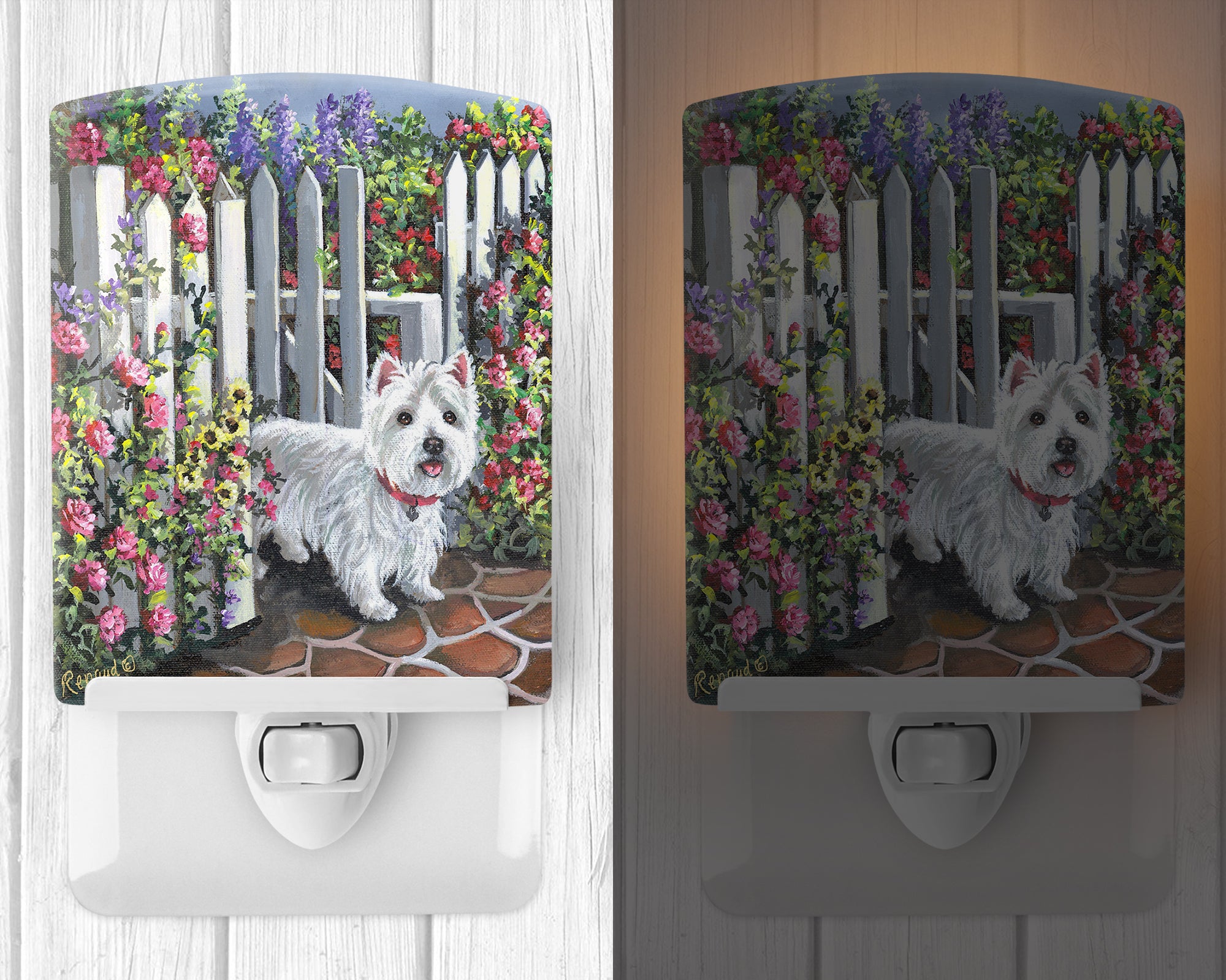 Westie At the Gate Ceramic Night Light PPP3199CNL - the-store.com