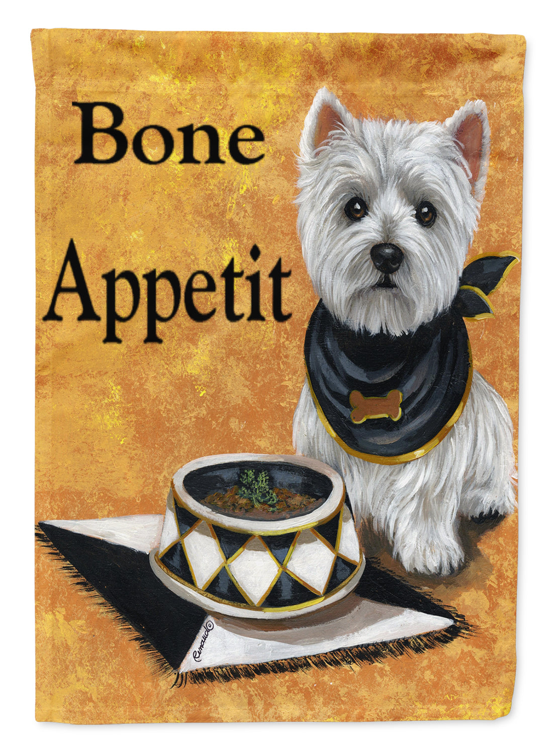 Westie Bone Appetit Flag Canvas House Size PPP3203CHF  the-store.com.