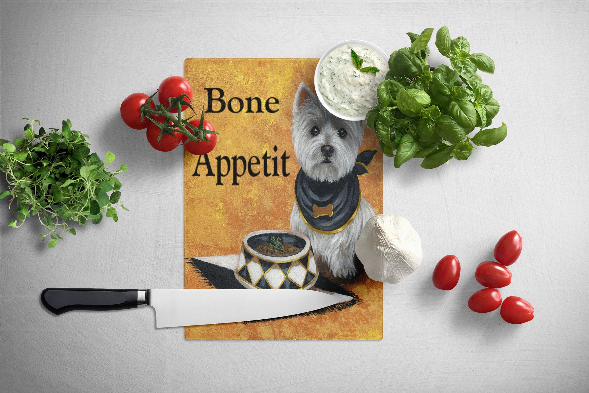 Westie Bone Appetit Glass Cutting Board Large PPP3203LCB by Caroline's Treasures