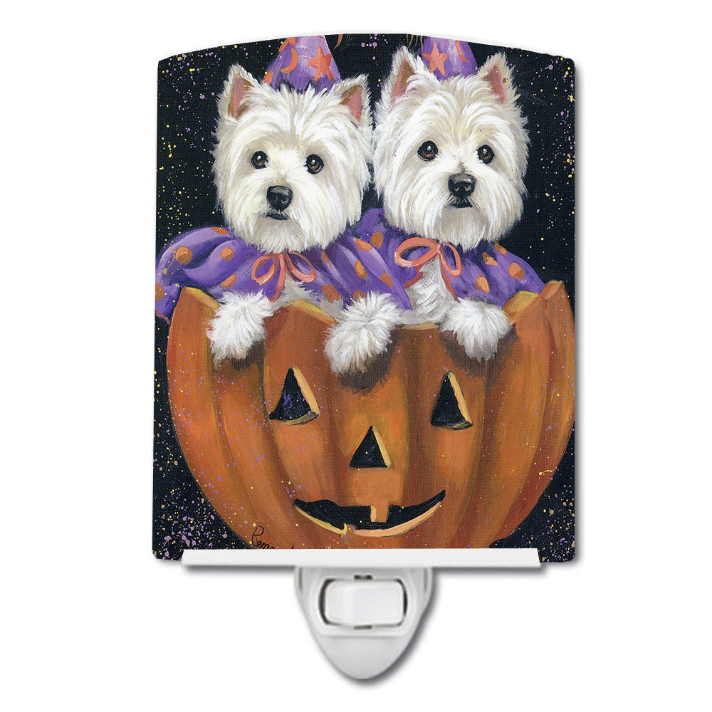 Westie Halloween Pumpkin Ride Ceramic Night Light PPP3205CNL - the-store.com