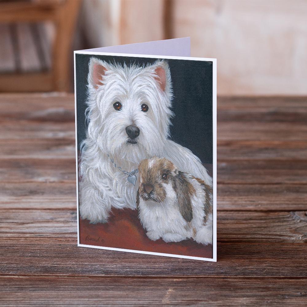 Westie Rabbit Harmony Greeting Cards and Envelopes Pack of 8 - the-store.com