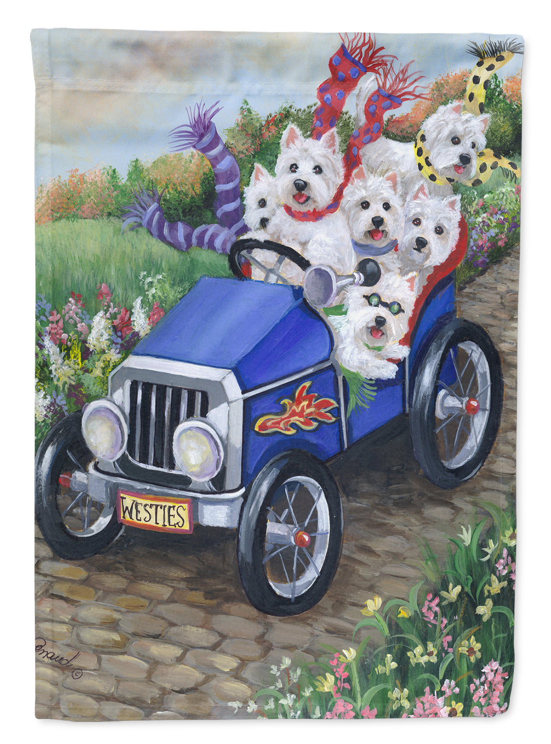 Westie Hot Rod Flag Garden Size PPP3209GF  the-store.com.