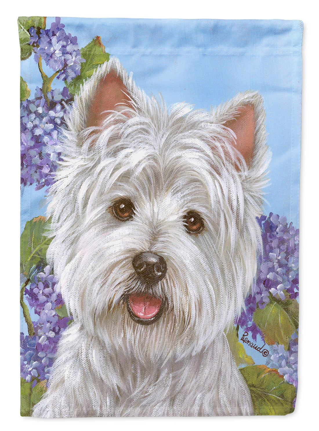 Westie Hydrangea Flag Canvas House Size PPP3210CHF  the-store.com.