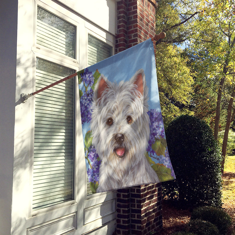 Westie Hydrangea Flag Canvas House Size PPP3210CHF  the-store.com.