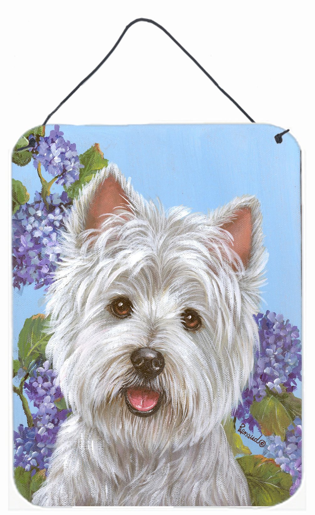 Buy this Westie Hydrangea Wall or Door Hanging Prints PPP3210DS1216