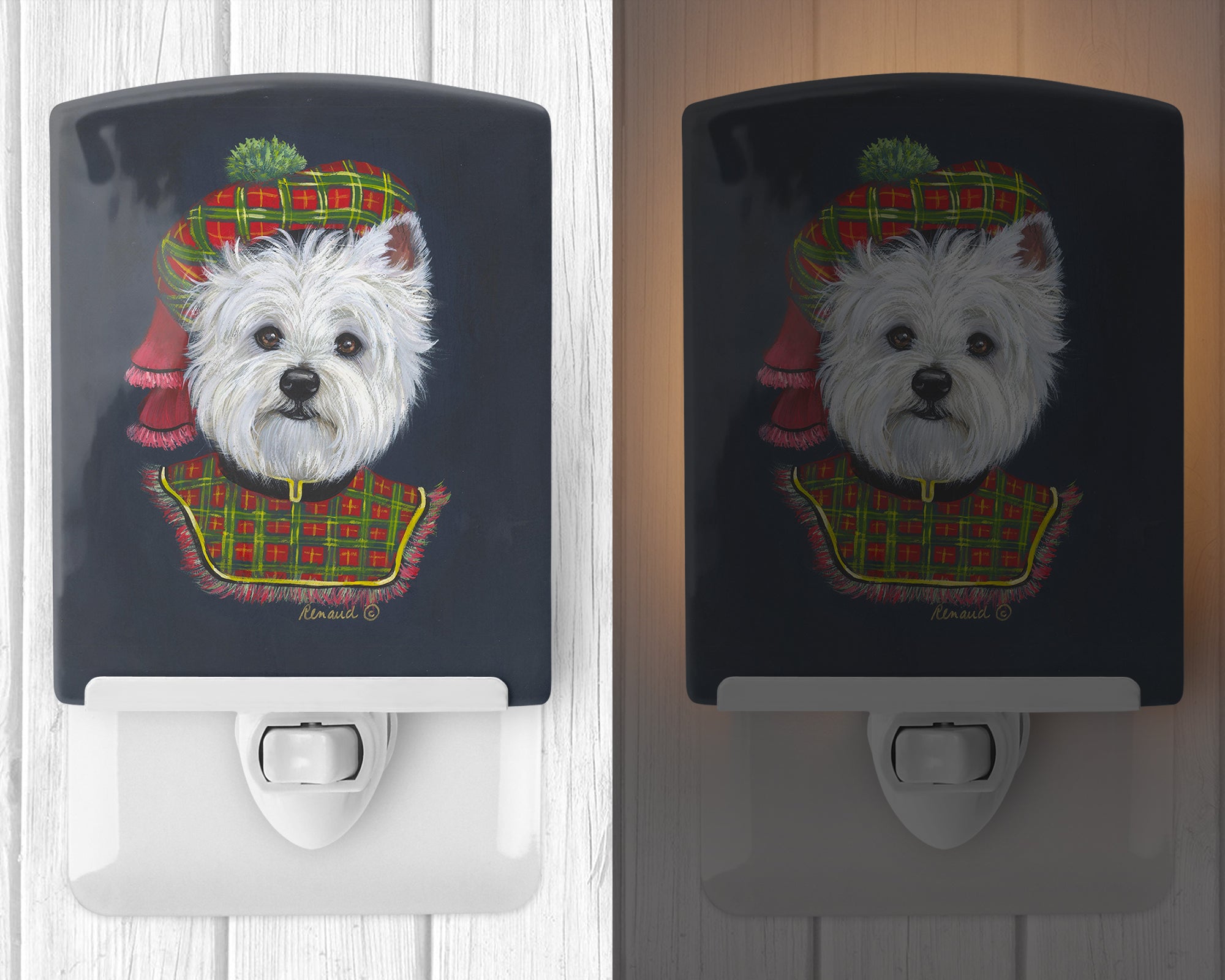 Westie Lad Plaid Ceramic Night Light PPP3213CNL - the-store.com