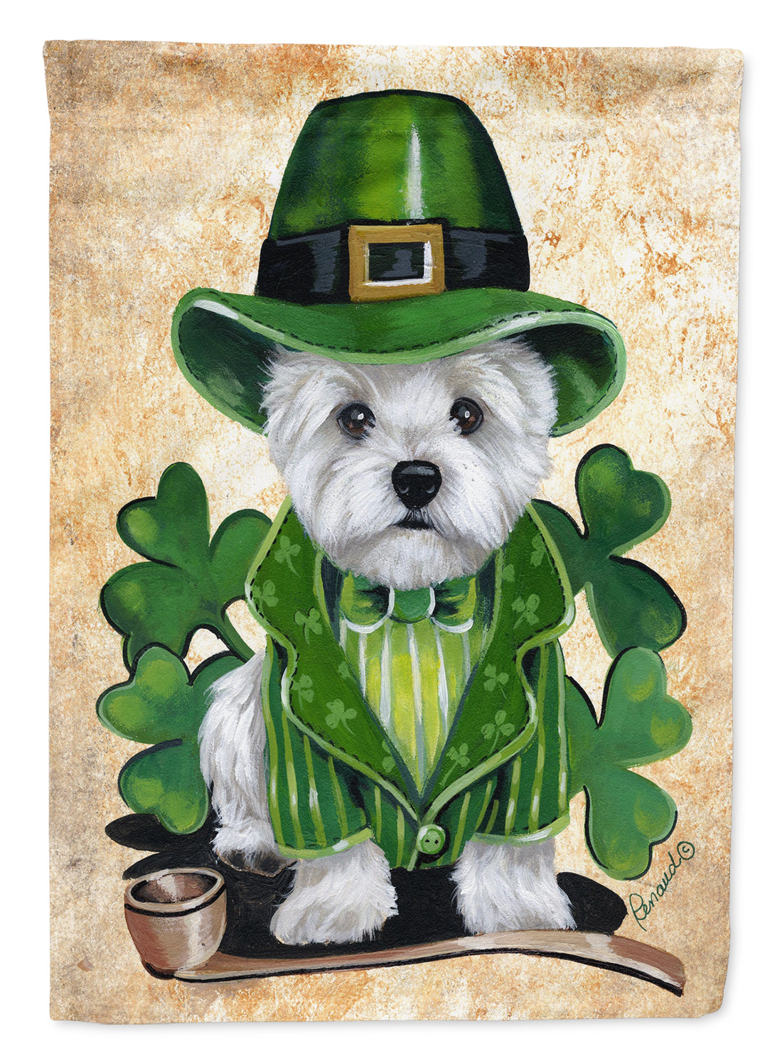 Westie St Patrick's Day Leprechaun Flag Garden Size PPP3214GF  the-store.com.