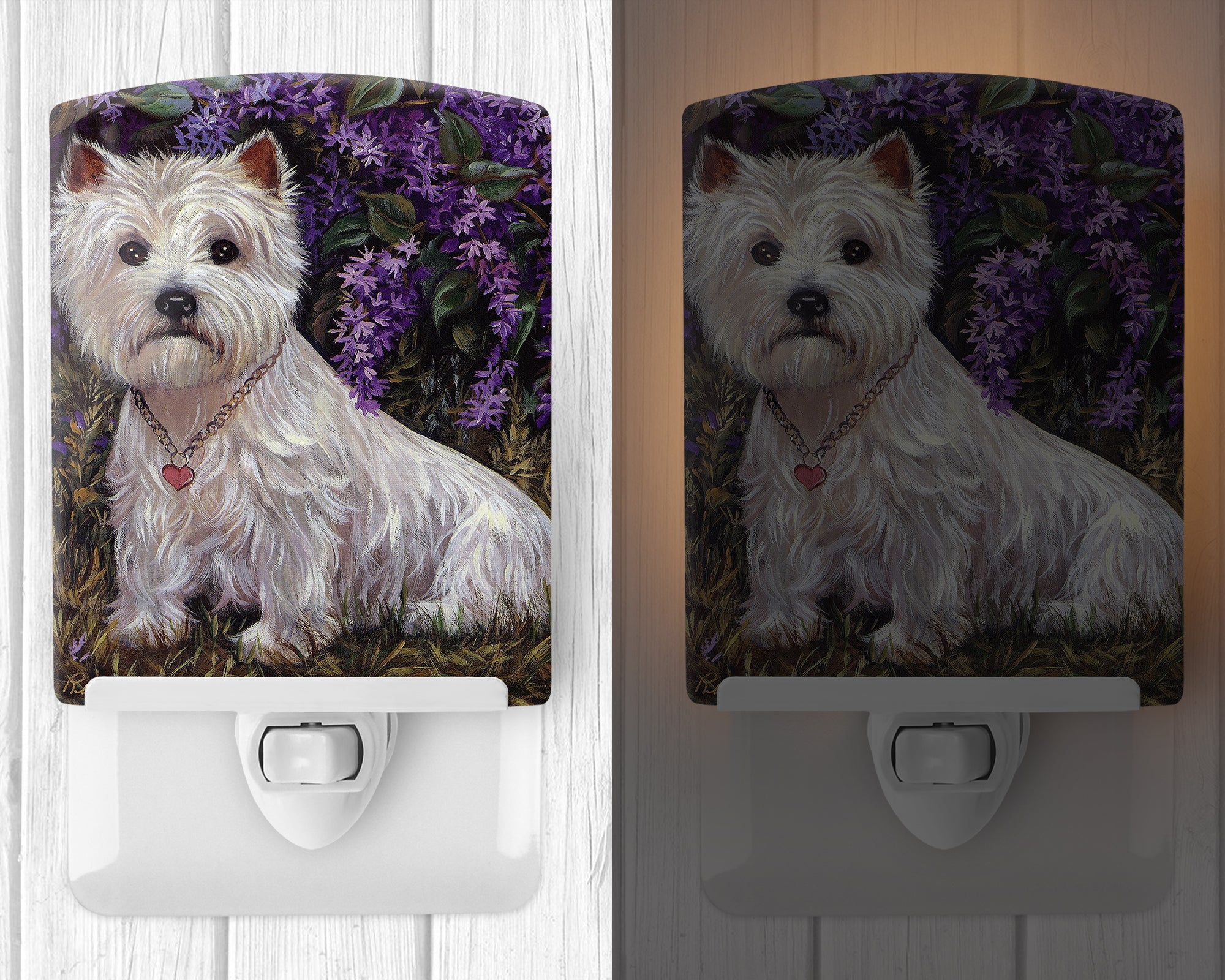 Westie Lily & Lilacs Ceramic Night Light PPP3216CNL - the-store.com