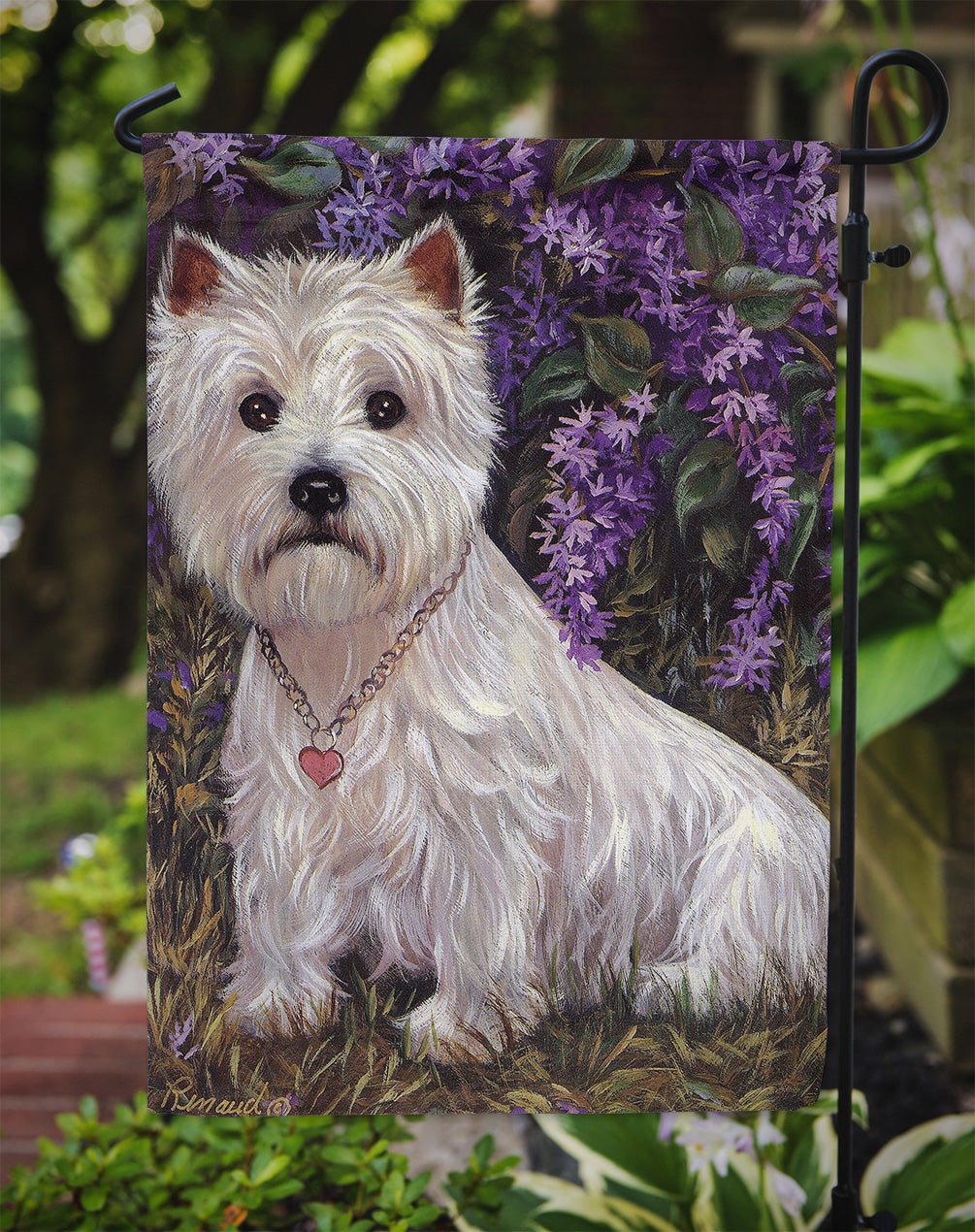 Westie Lily & Lilacs Flag Garden Size PPP3216GF  the-store.com.