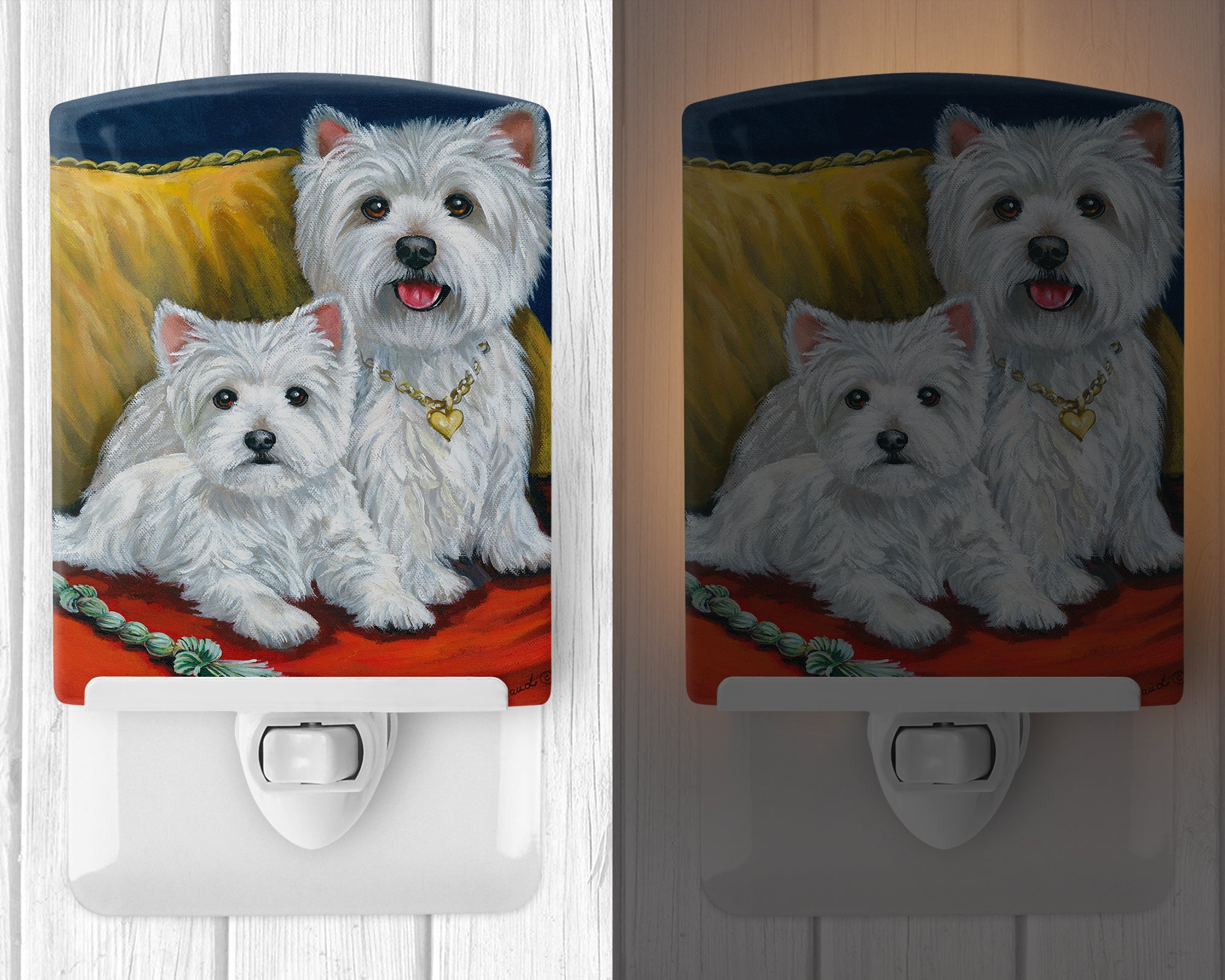 Westie Mom and Pup Ceramic Night Light PPP3218CNL - the-store.com