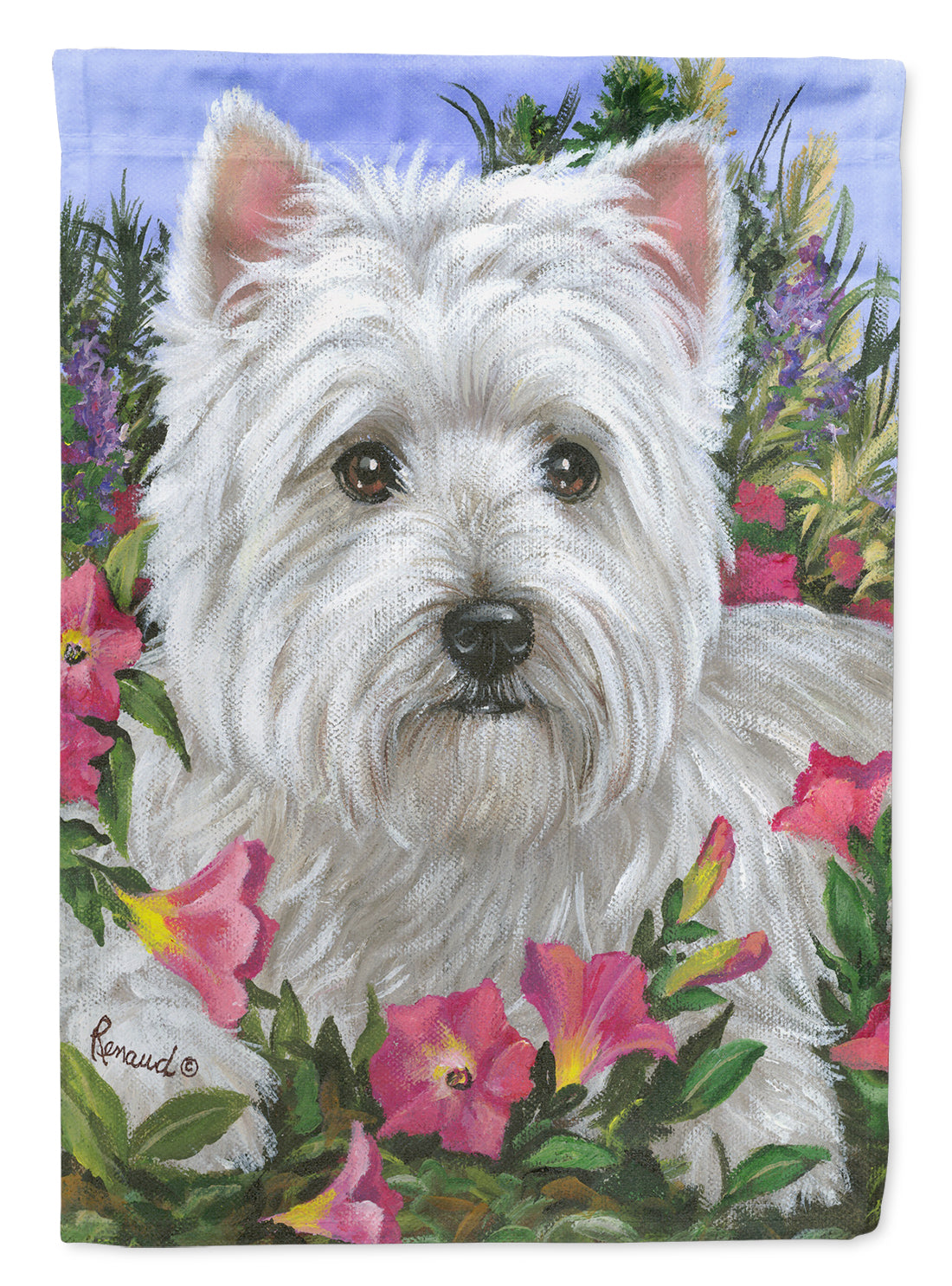 Westie Petunia Flag Canvas House Size PPP3221CHF  the-store.com.