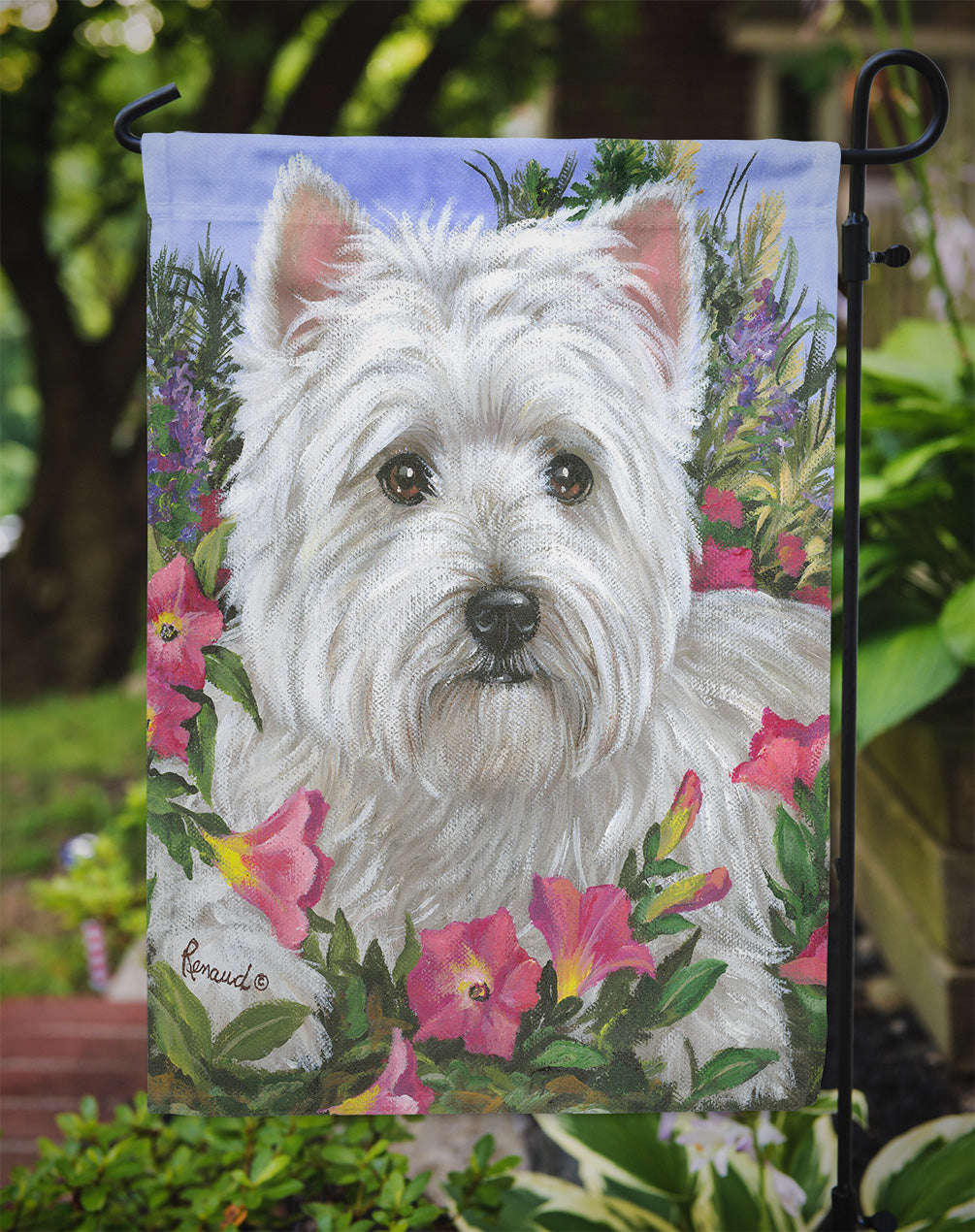 Westie Petunia Flag Garden Size PPP3221GF  the-store.com.