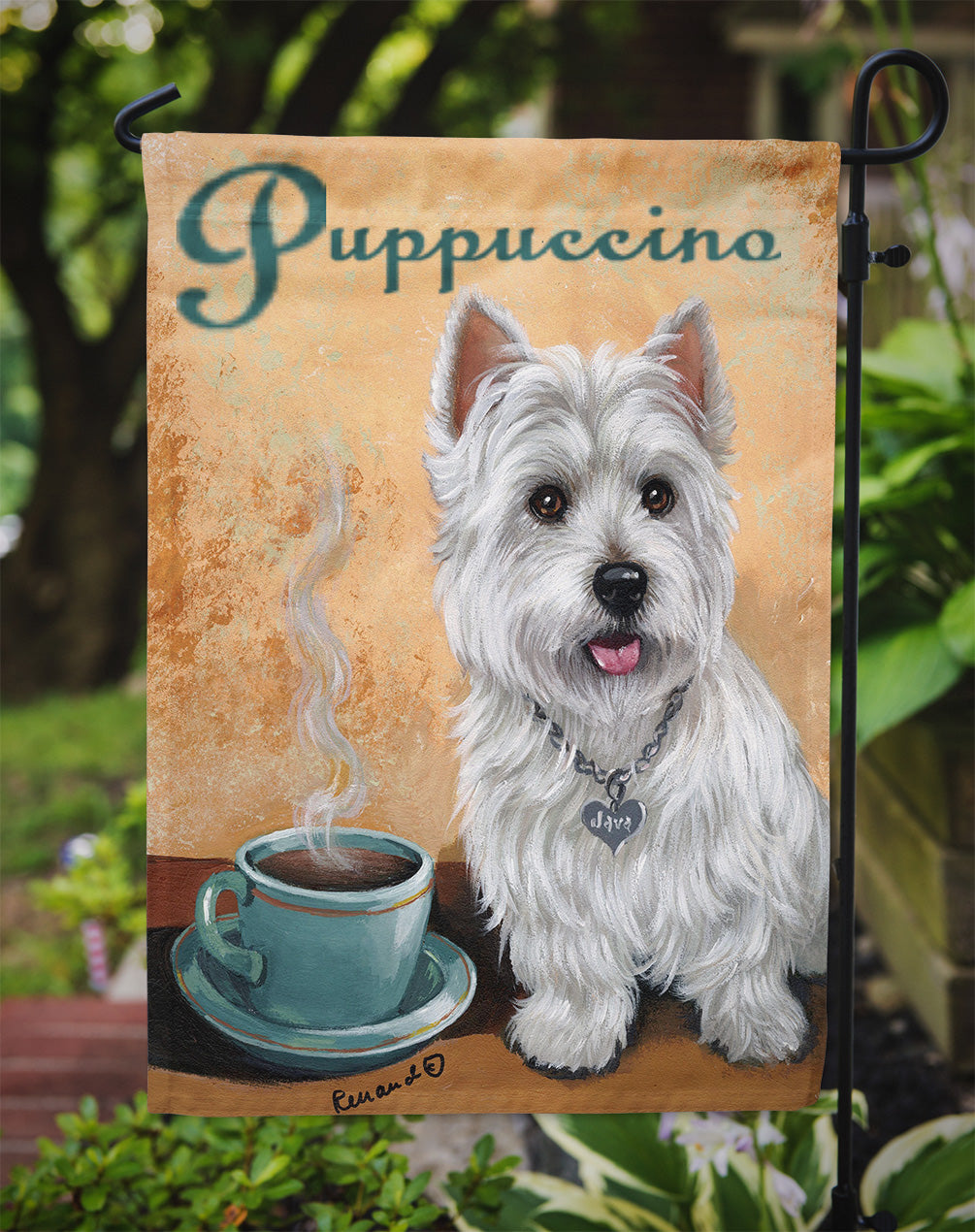 Westie Puppuccino Flag Garden Size PPP3225GF  the-store.com.