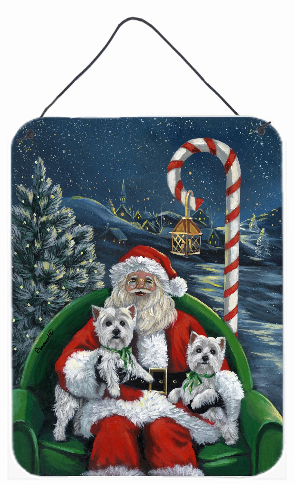 Buy this Westie Christmas Santa's Village Wall or Door Hanging Prints PPP3228DS1216