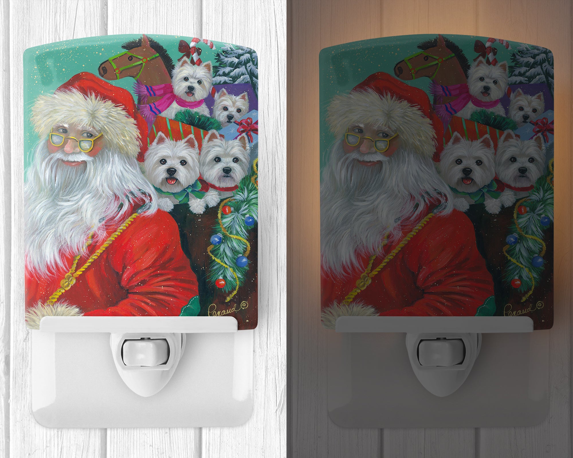 Westie Christmas Santa's Westies Ceramic Night Light PPP3229CNL - the-store.com