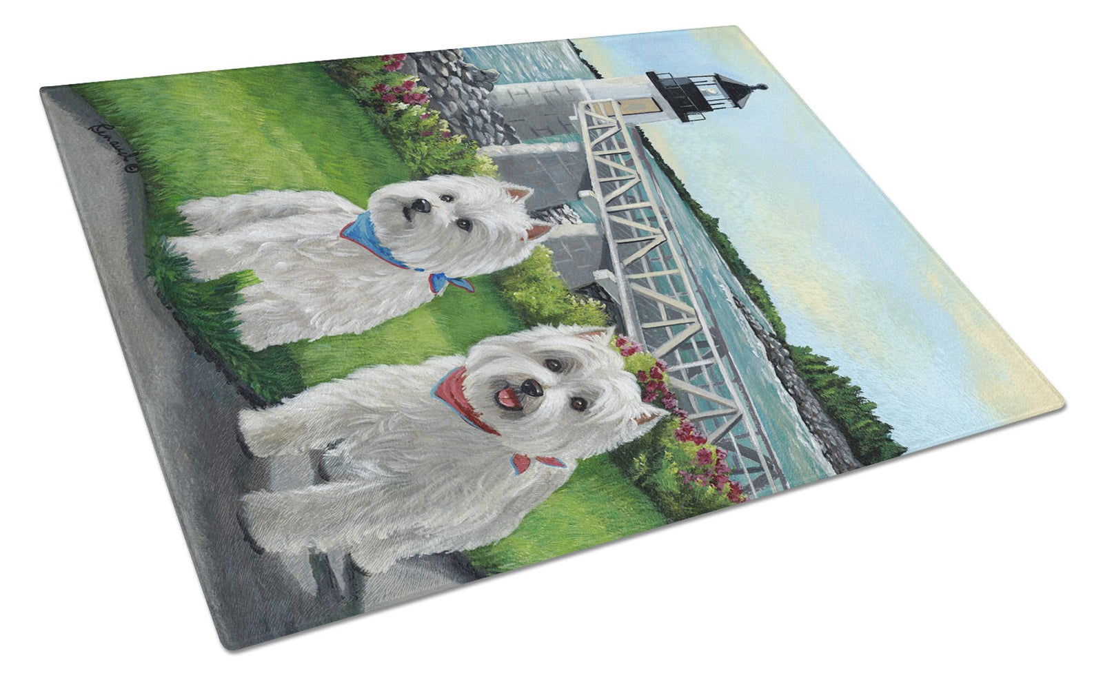 Westie Schooner & Annie Glass Cutting Board Large PPP3230LCB by Caroline's Treasures