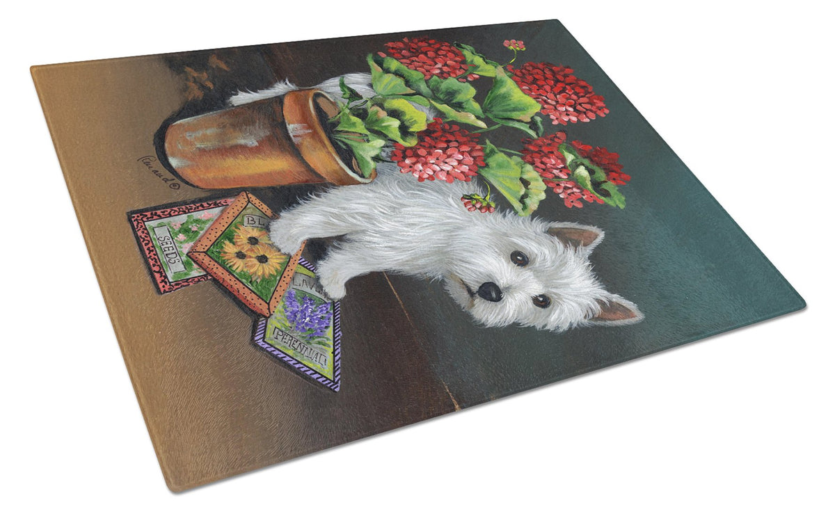 Westie Seedlings Glass Cutting Board Large PPP3231LCB by Caroline&#39;s Treasures