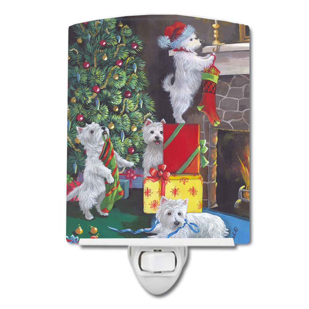 Westie Christmas Decorating Ceramic Night Light PPP3233CNL - the-store.com