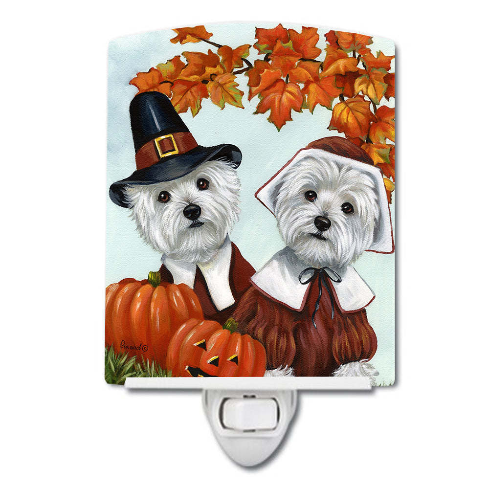 Westie Thanksgiving Pilgrims Ceramic Night Light PPP3235CNL - the-store.com