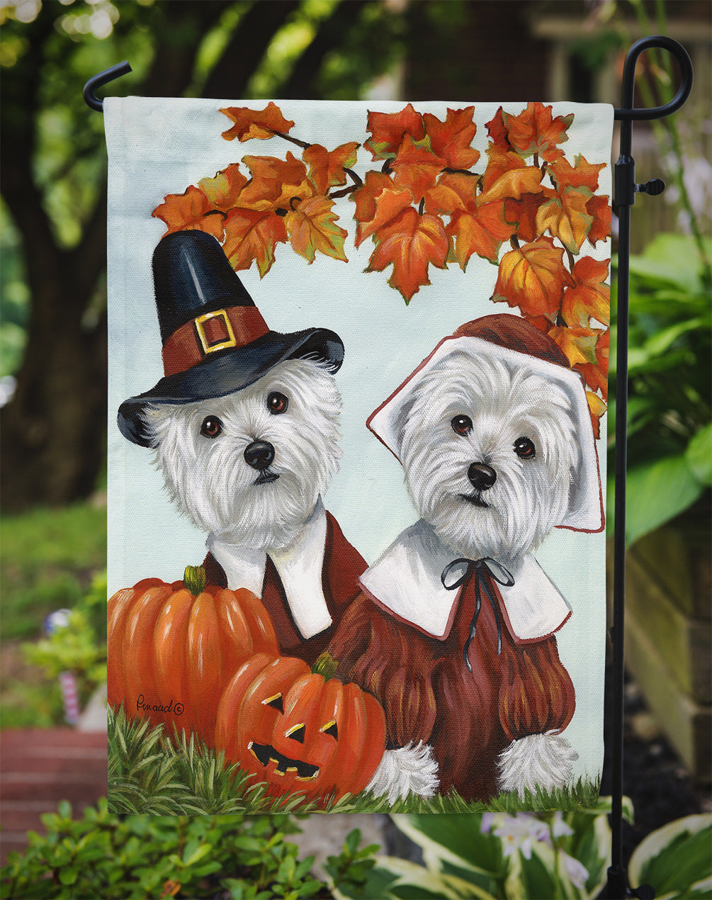 Westie Thanksgiving Pilgrims Flag Garden Size PPP3235GF  the-store.com.