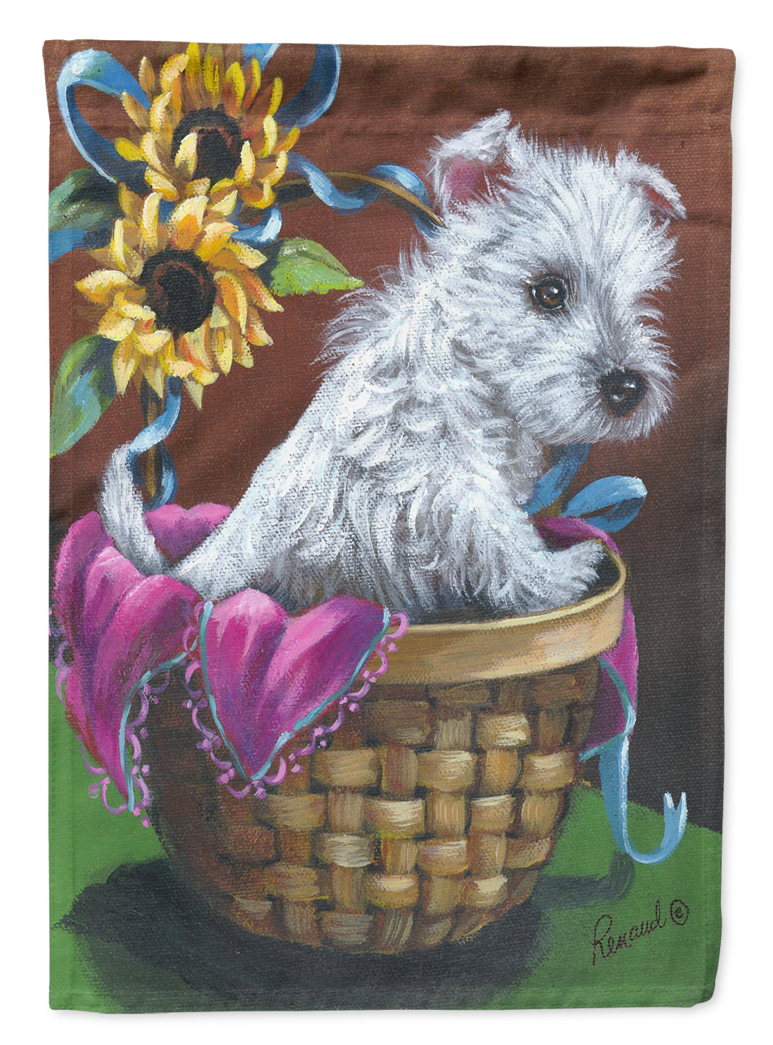 Westie Zoe and Sunflowers Flag Canvas House Size PPP3236CHF  the-store.com.