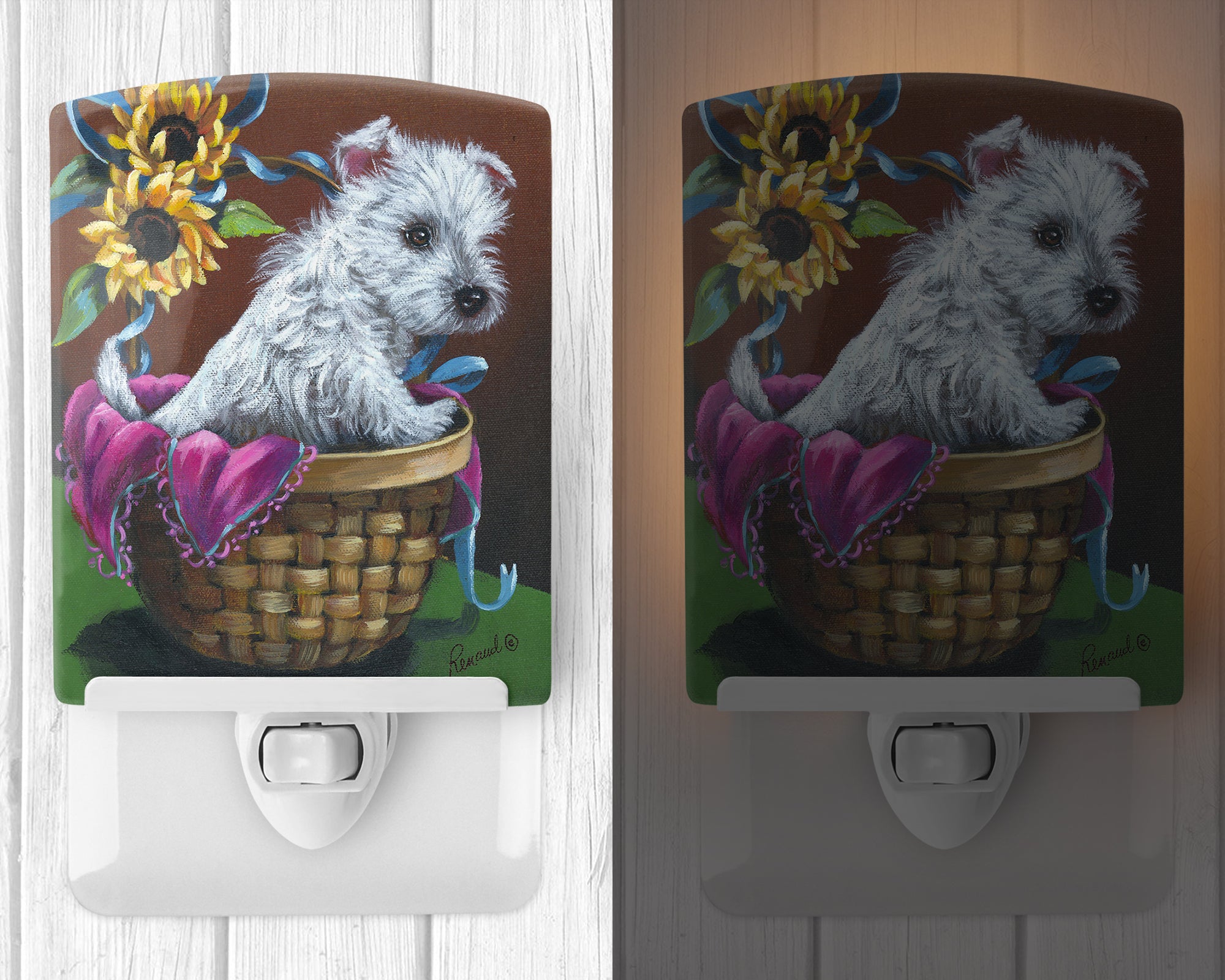 Westie Zoe and Sunflowers Ceramic Night Light PPP3236CNL - the-store.com