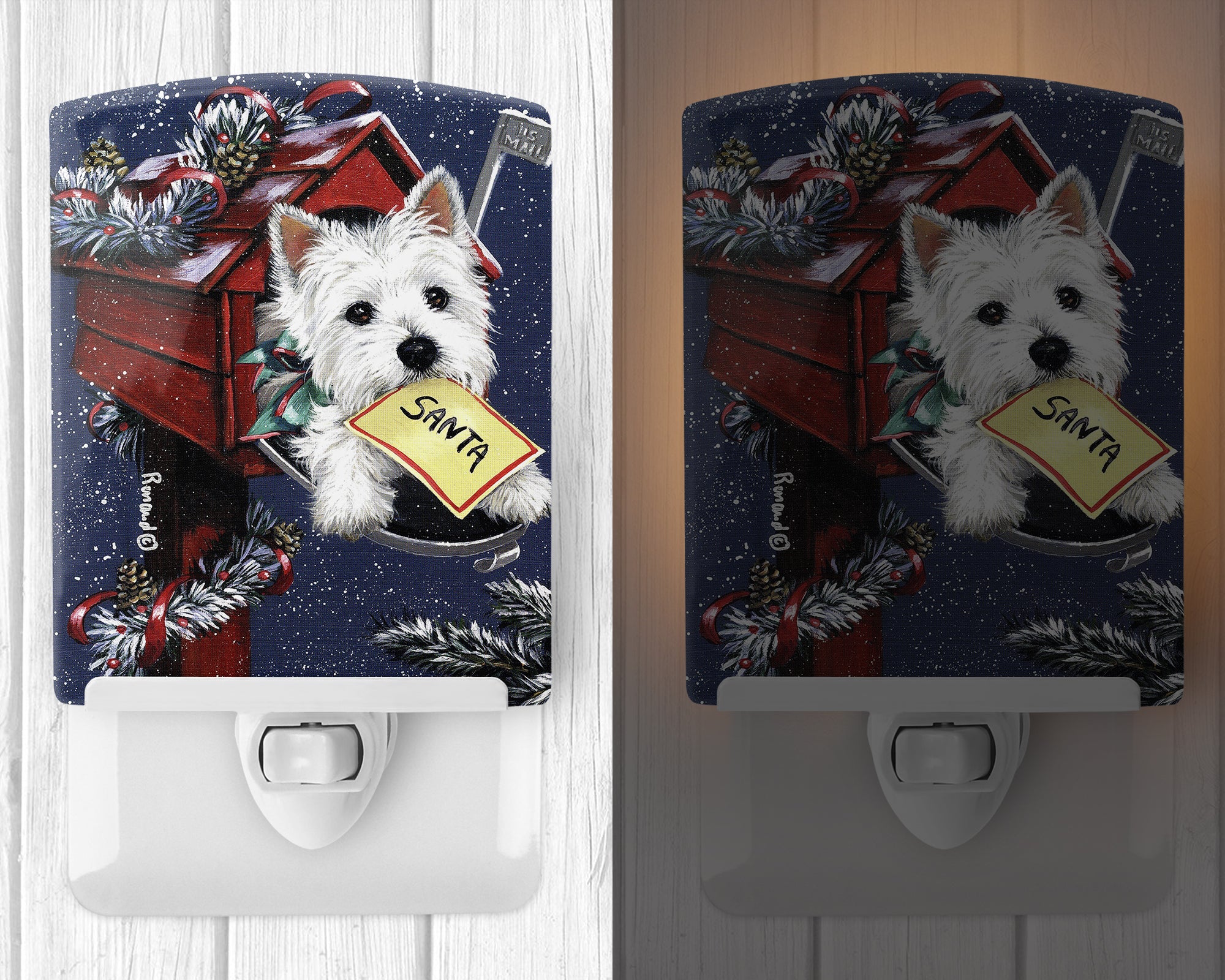 Westie Zoe's Christmas List Ceramic Night Light PPP3237CNL - the-store.com