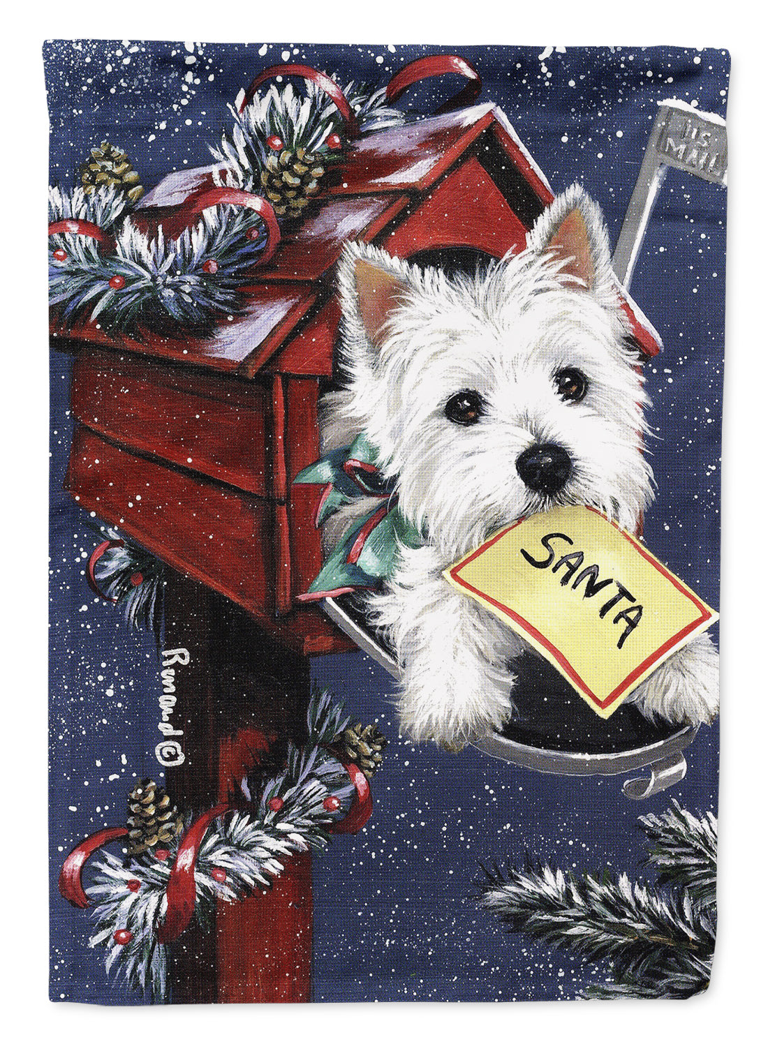 Westie Zoe&#39;s Christmas List Flag Garden Size PPP3237GF  the-store.com.