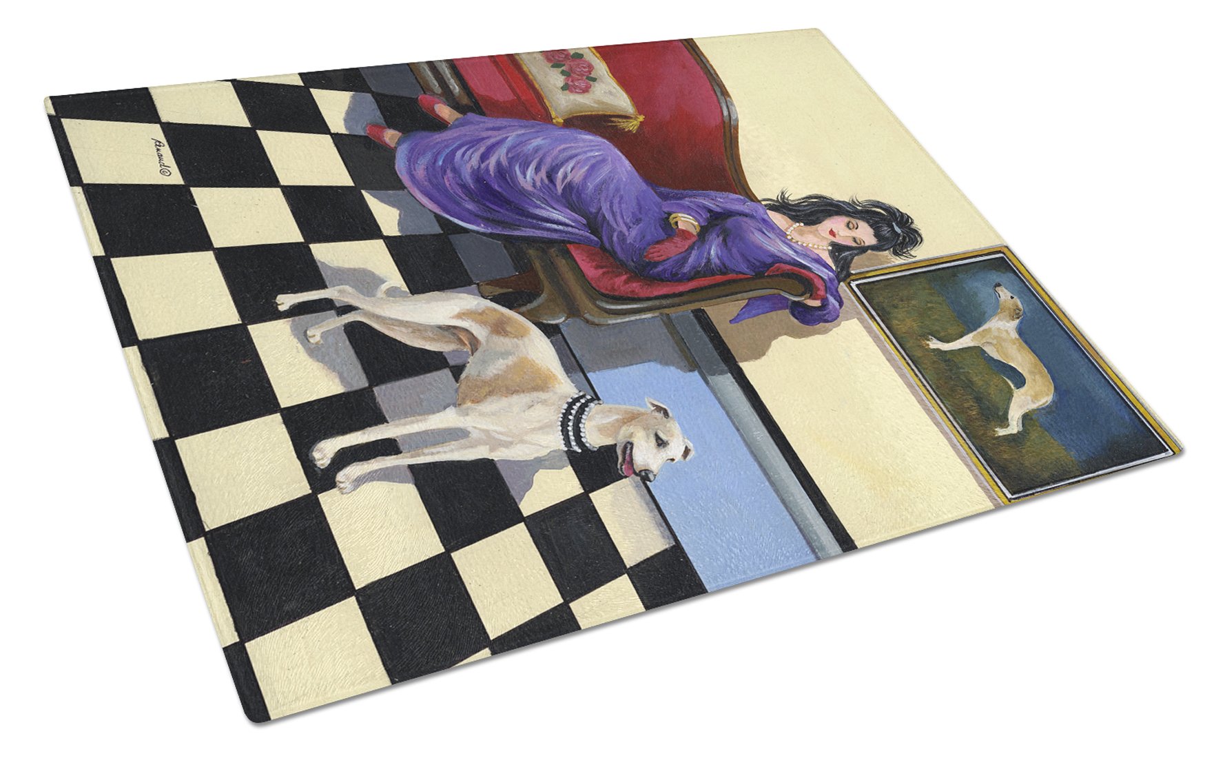 Whippet Elegance and Grace Glass Cutting Board Large PPP3238LCB by Caroline's Treasures