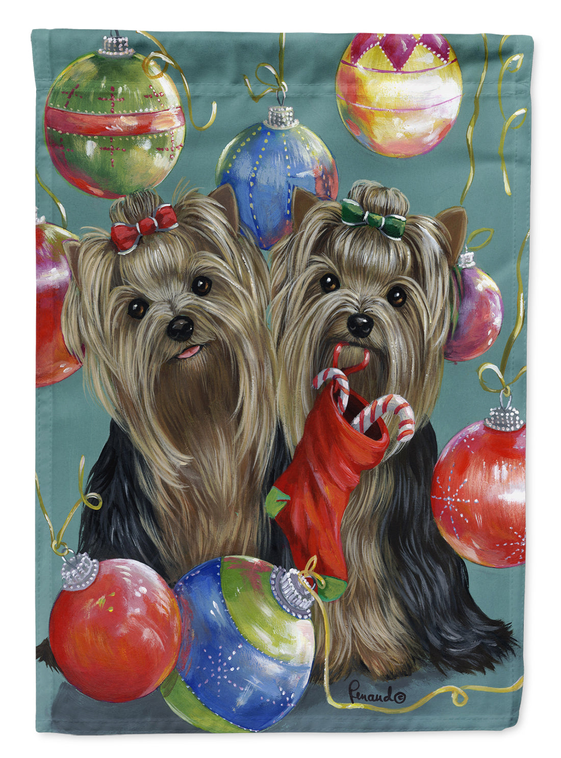 Yorkie Christmas All that Glitters Flag Canvas House Size PPP3239CHF  the-store.com.