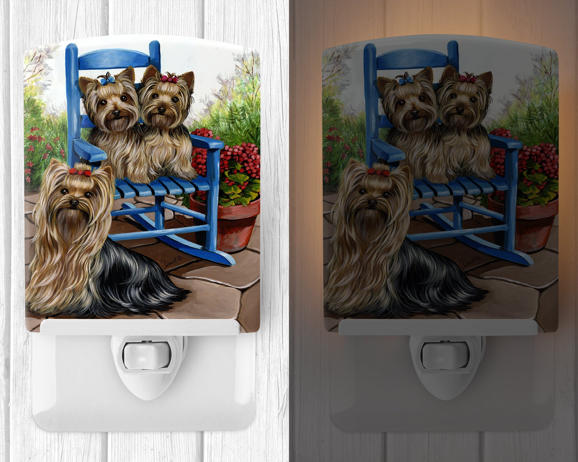 Yorkie Patio Sweethearts Ceramic Night Light PPP3242CNL - the-store.com