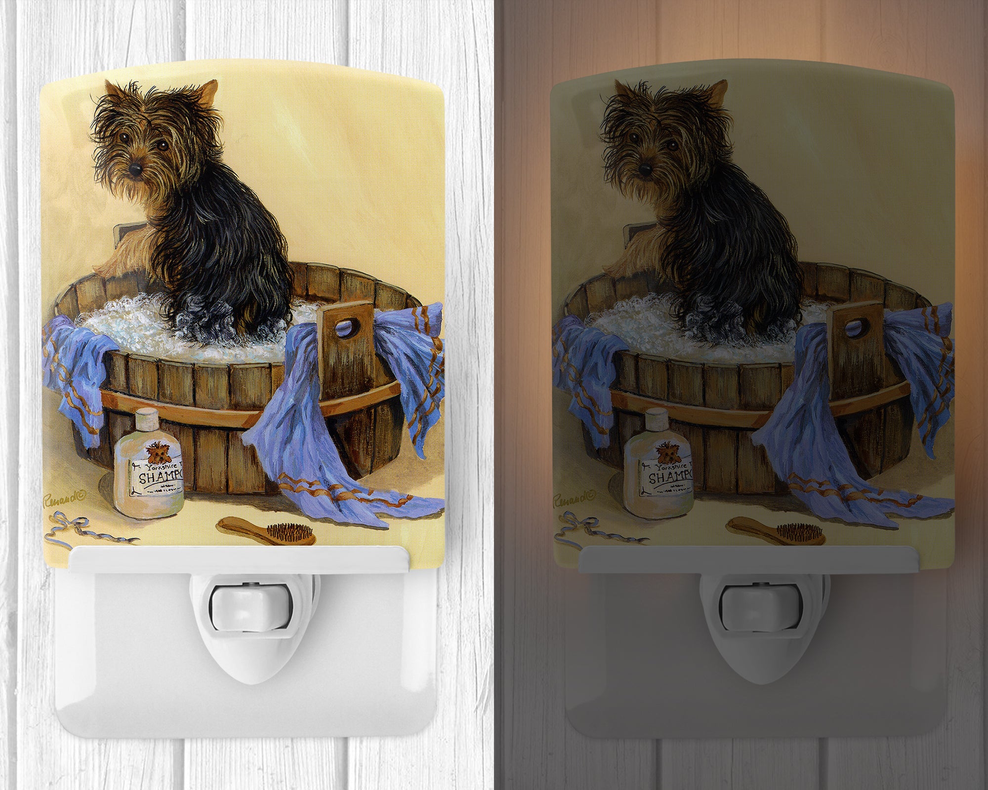 Yorkie Bath Time Ceramic Night Light PPP3244CNL - the-store.com