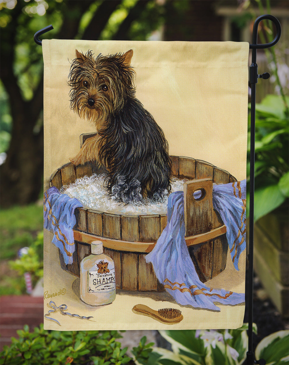 Yorkie Bath Time Flag Garden Size PPP3244GF  the-store.com.