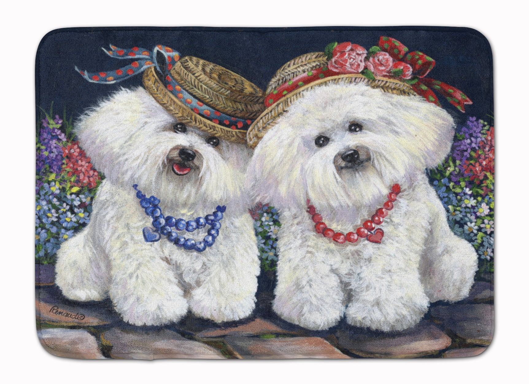 Bichon Frise Sisters Machine Washable Memory Foam Mat PPP3247RUG - the-store.com