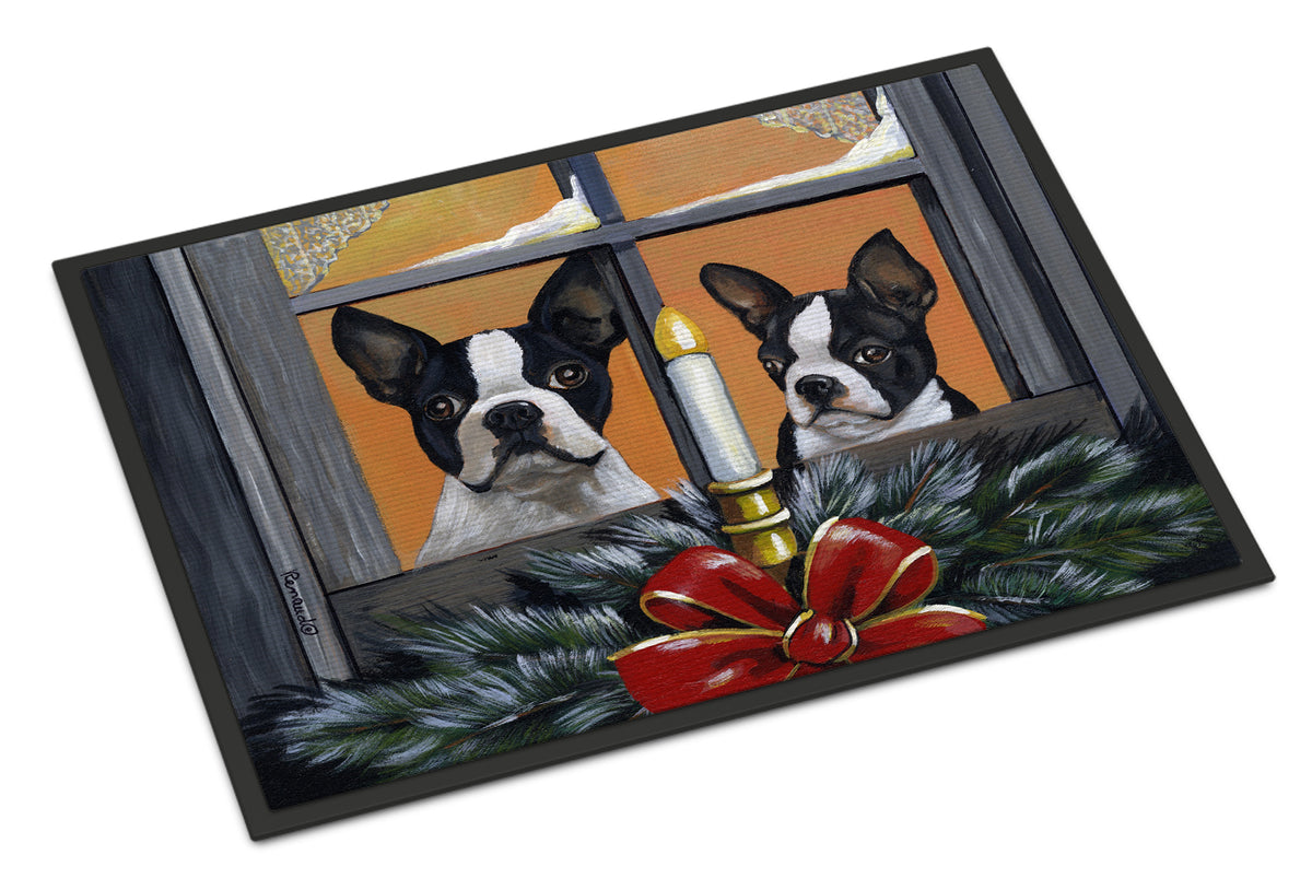 Boston Terrier Looking for Santa Christmas Indoor or Outdoor Mat 18x27 PPP3248MAT - the-store.com