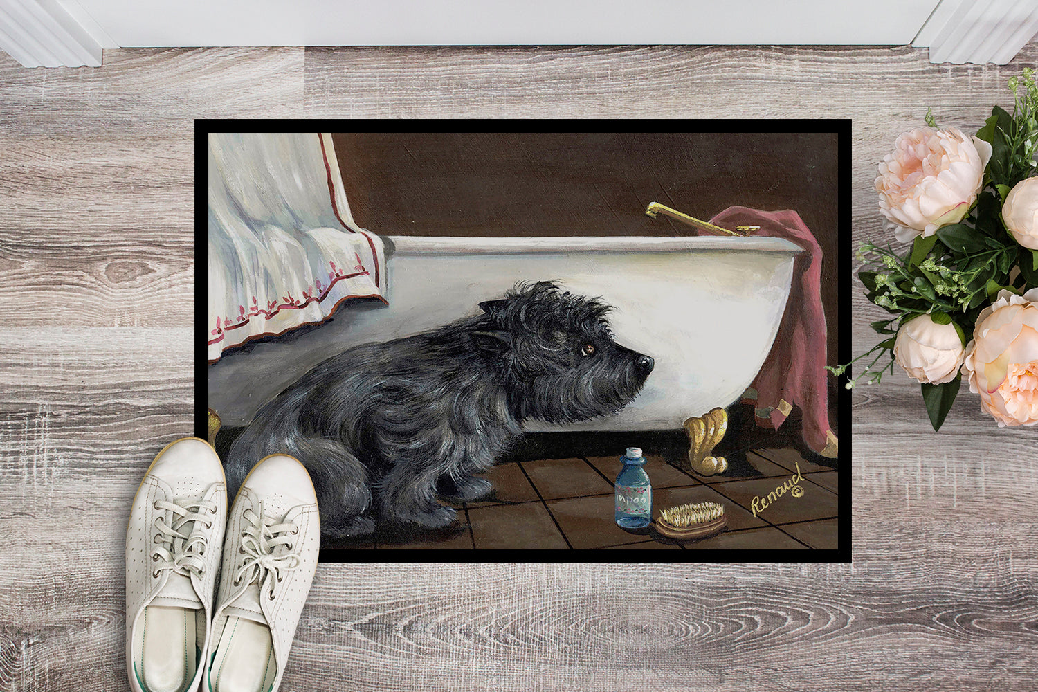 Cairn Terrier Bath Time Indoor or Outdoor Mat 18x27 PPP3250MAT - the-store.com