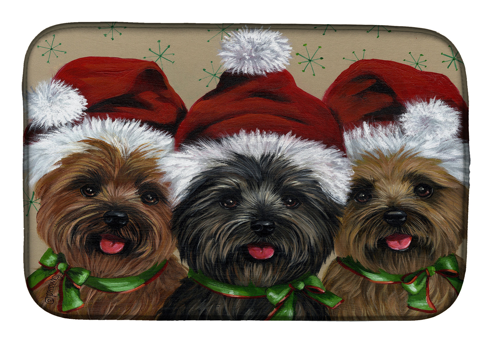 Cairn Terrier Christmas Ceaser and Co Dish Drying Mat PPP3251DDM  the-store.com.