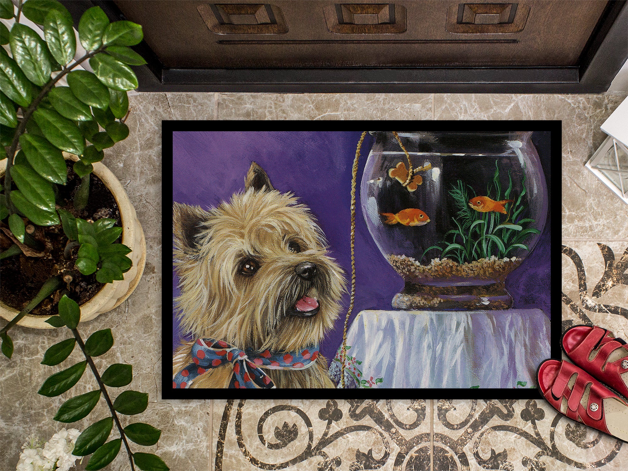 Cairn Terrier Gone Fishing Indoor or Outdoor Mat 18x27 PPP3252MAT - the-store.com