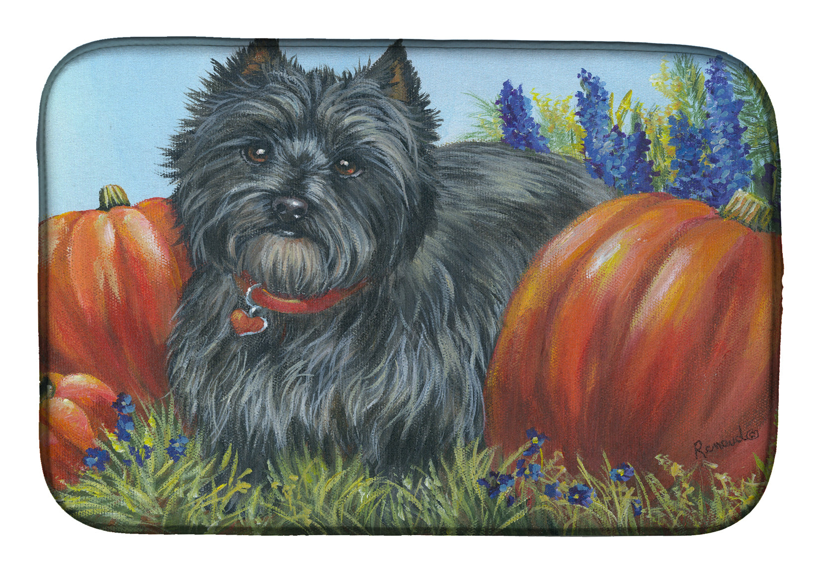 Cairn Terrier Mom's Pumpkins Dish Drying Mat PPP3253DDM  the-store.com.