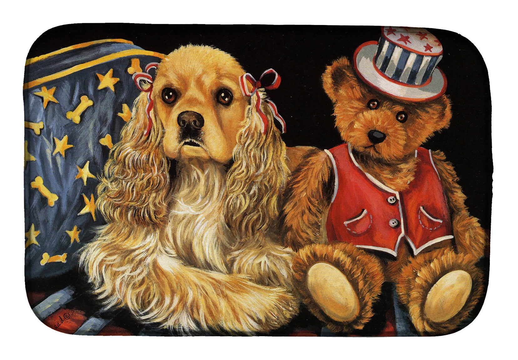 Cocker Spaniel Annie and Henri Dish Drying Mat PPP3256DDM