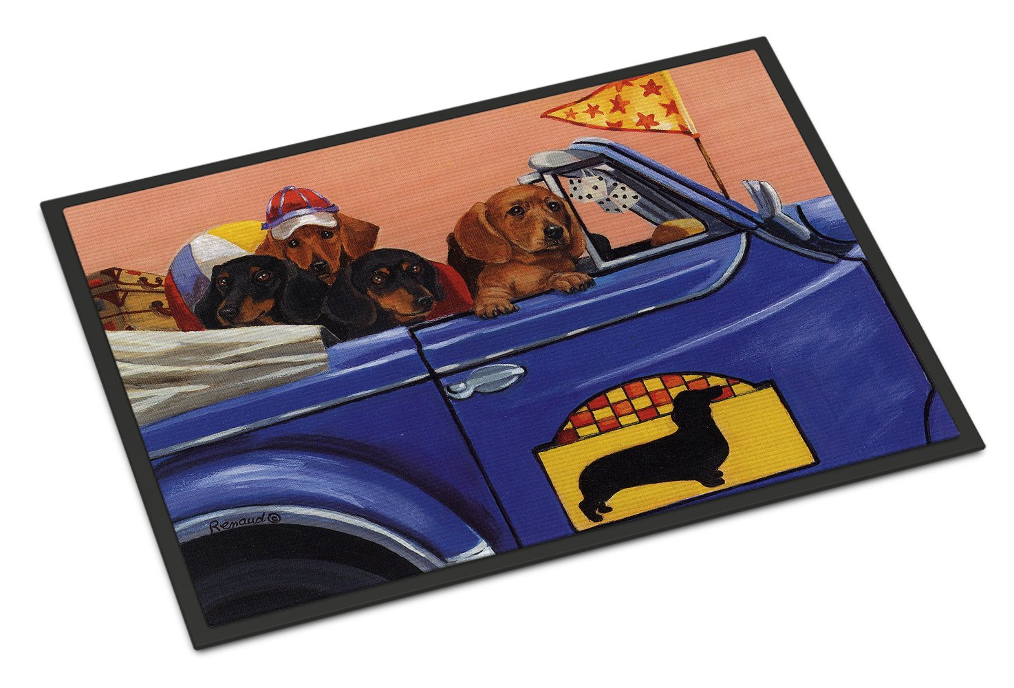 Dachshund Dachsmobile Indoor or Outdoor Mat 24x36 PPP3259JMAT by Caroline's Treasures