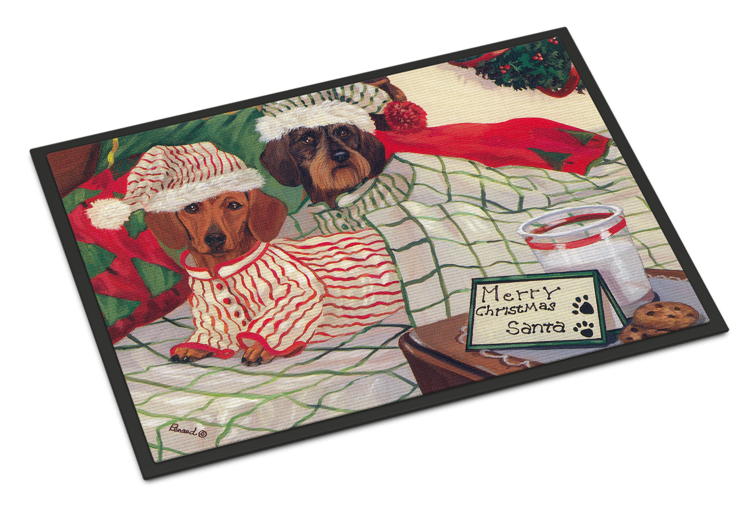 Dachshund Christmas Waiting for Santa Indoor or Outdoor Mat 18x27 PPP3260MAT - the-store.com