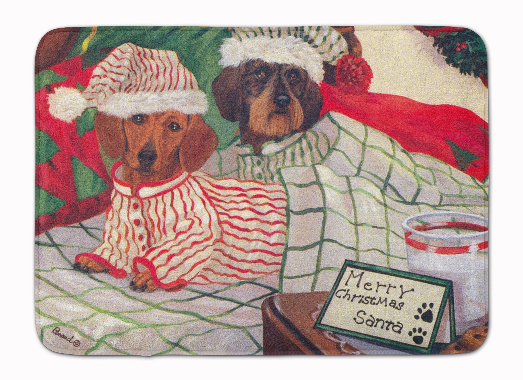 Dachshund Christmas Waiting for Santa Machine Washable Memory Foam Mat PPP3260RUG - the-store.com